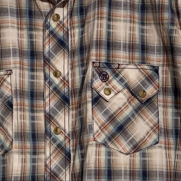 Wrangler short sleeve snap western shirt size XXL - blue, tan, white, rust - Picture 5 of 7